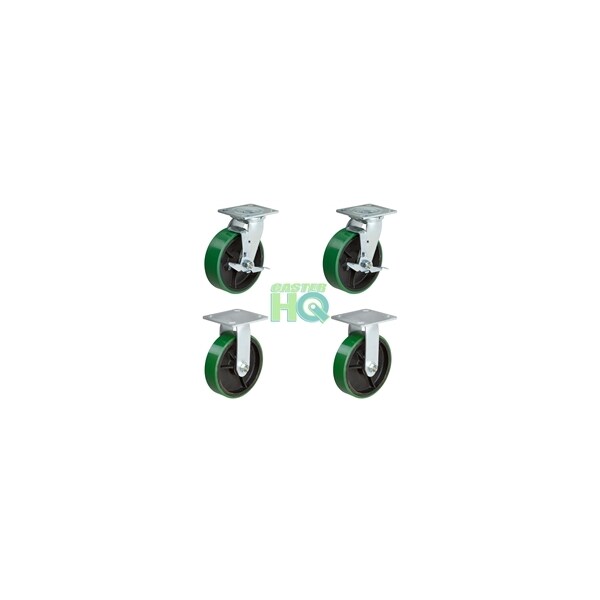 4"x2" Tool Box Kit, Green Polyurethane Wheel, 700 Lbs Capacity